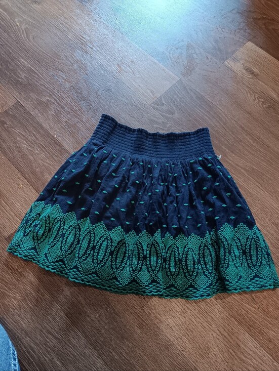 J. Crew Dresses & Skirts - J. Crew Navy Mini Skirt with Teal Embroidery